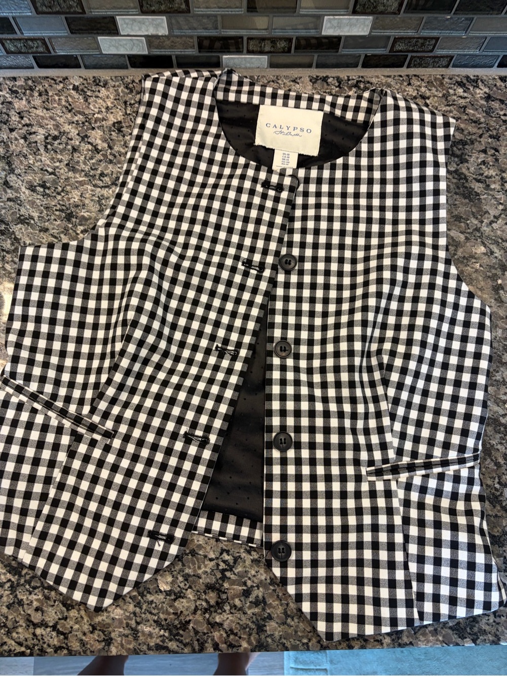 Calypso St. Barth Black and White Gingham Vest